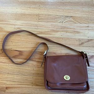 Coach camel color leather crossbody